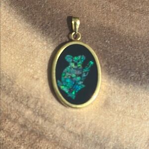 585Gold and Black Onyx koala bear Small Pet Pendant